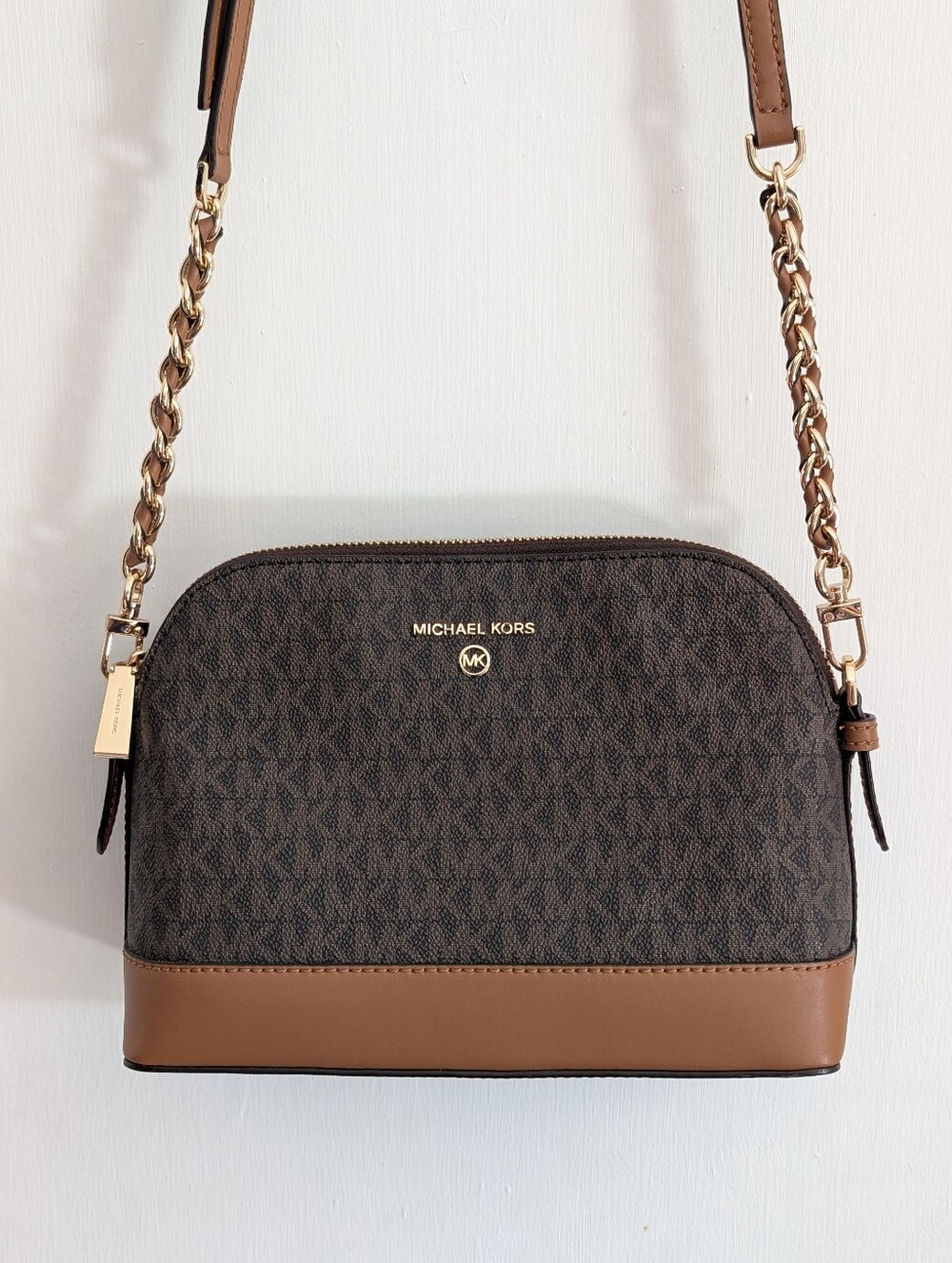 Michael Kors Brown Large Logo Dome Crossbody Bag